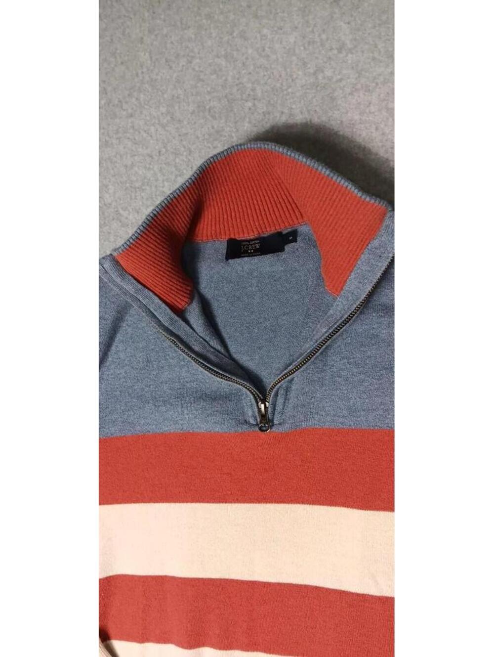 J Crew Pullover Partial Zip Up Sweatshirt Jacket Mens Size Small Red White... - Picture 7 of 11